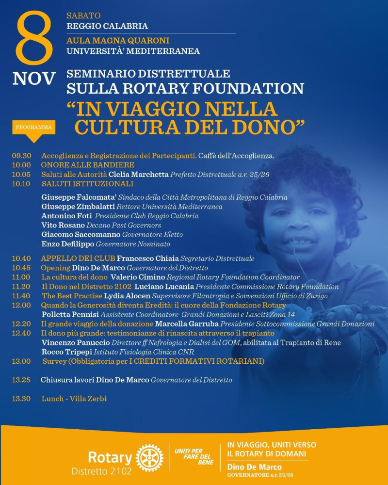 Seminario Distrettuale sulla Rotary Foundation - In viaggio nella cultura del dono